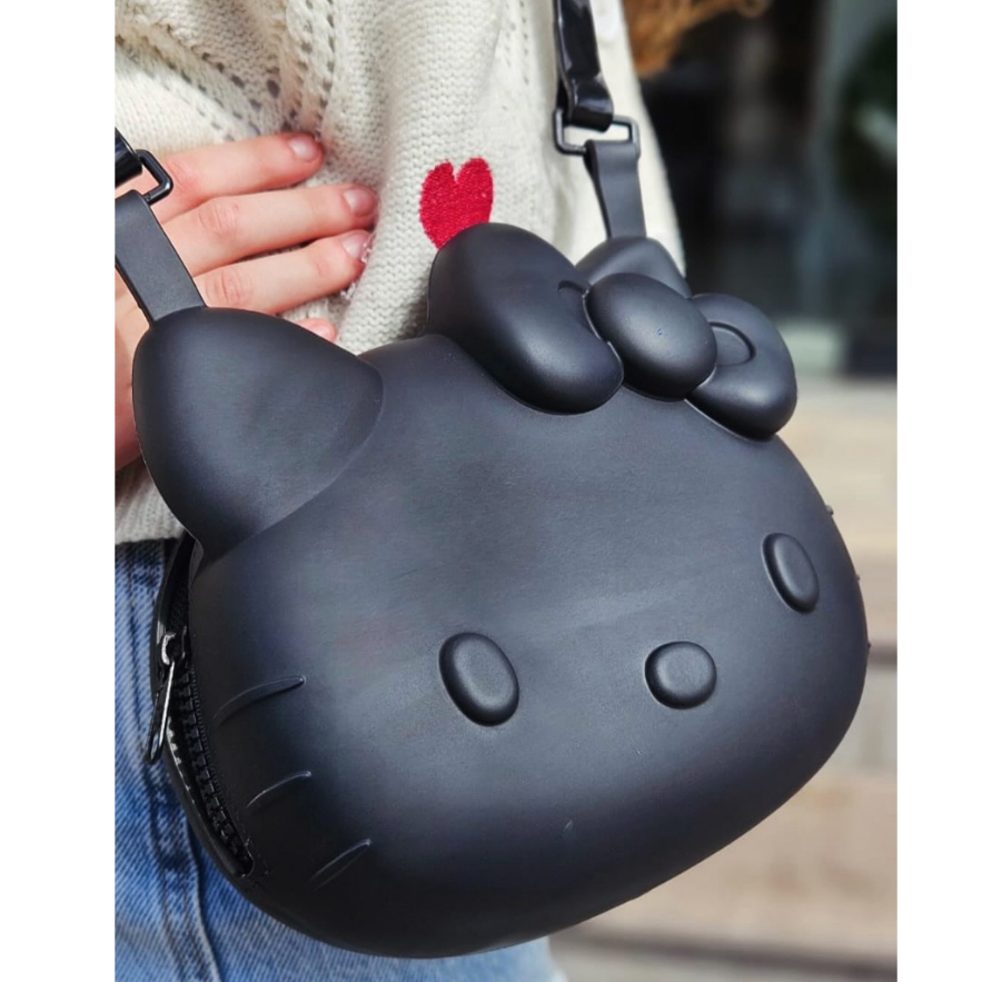 Tas Selempang Wanita Cute Bag + Hello Kitty - Black