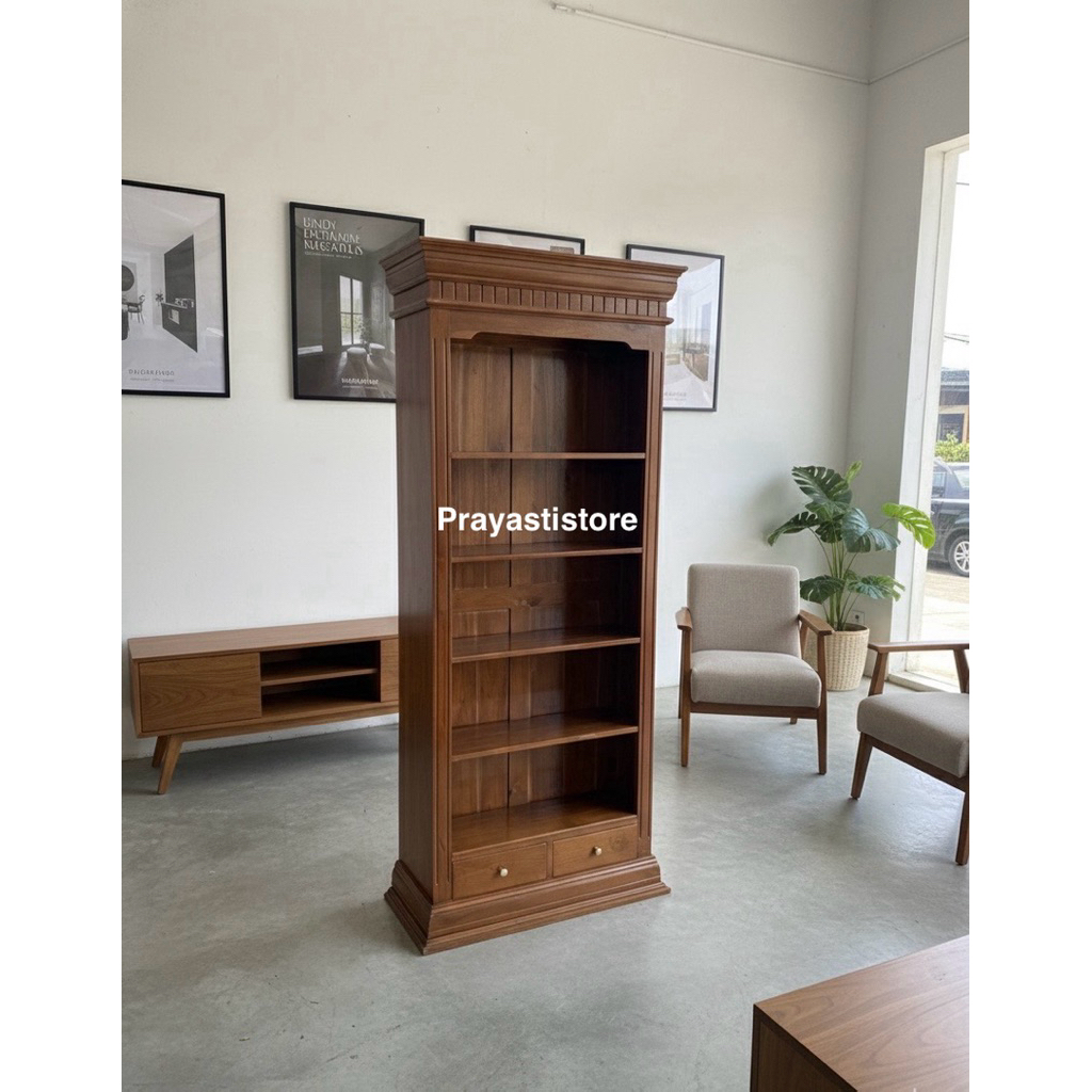 Rak buku Minimalis Jati Lemari Buku jati Lemari Hias Minimalis Jati