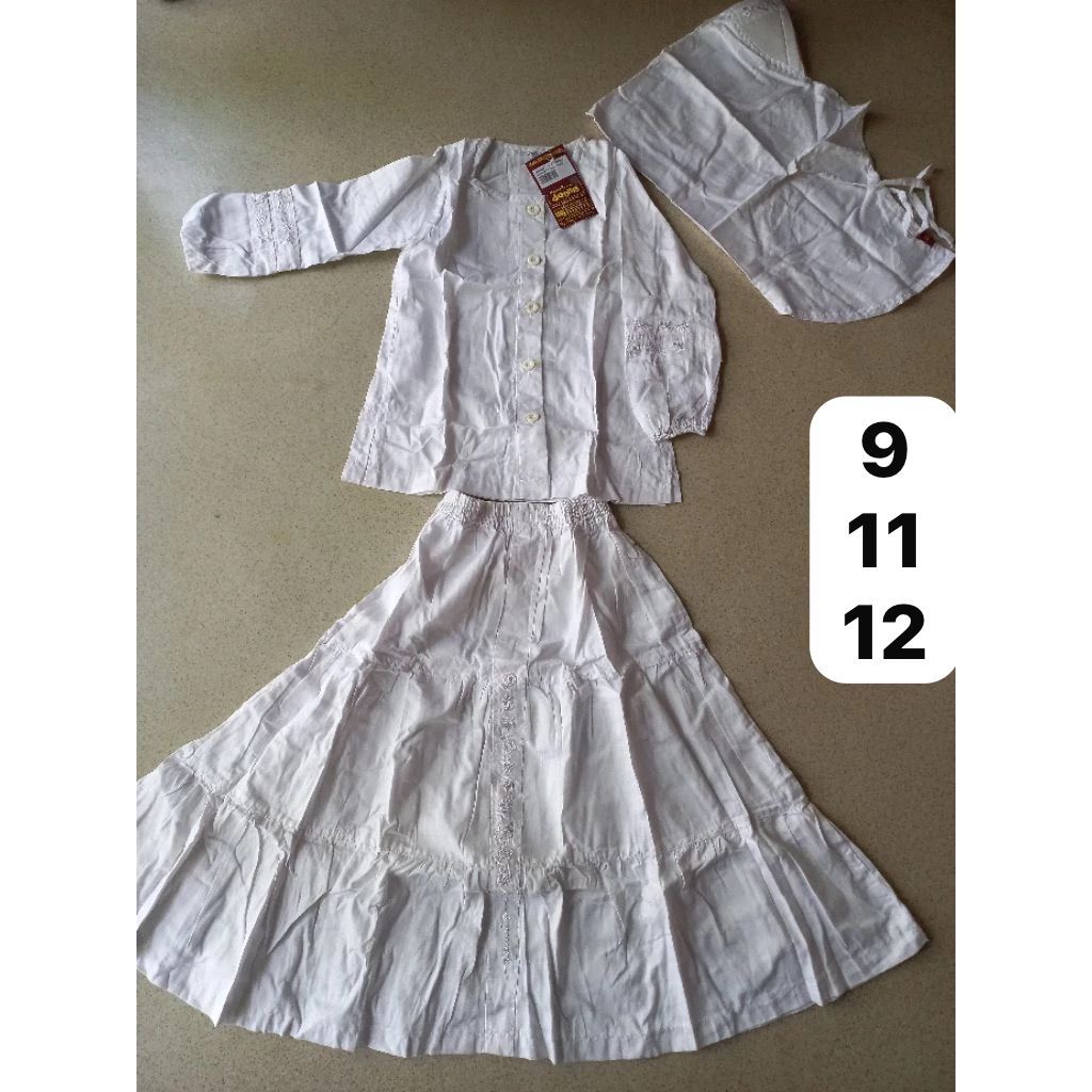 Sale setelan rok dannis anak putih size 5, 8, 9, 11 dan 12