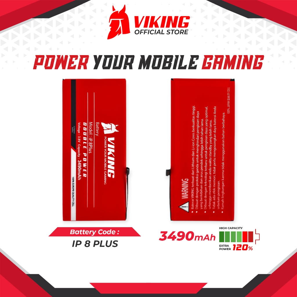 VIKING Baterai Double Power for Iphone 8 Plus / 8+ Batre Batrai Battery Ip Dual Original Ori High Ca