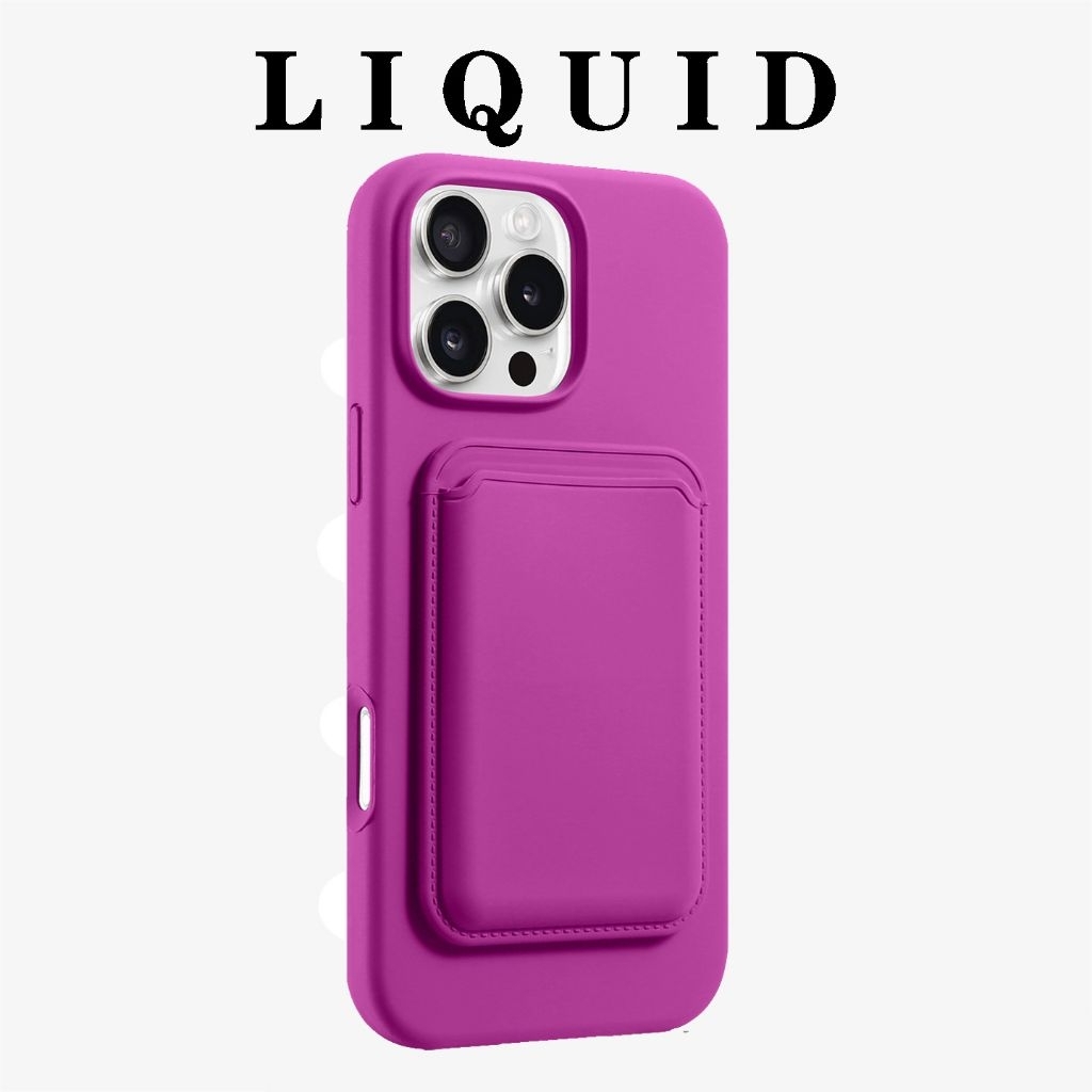 Casing Silikon Magnetik Cincin Halus + Slot Kartu untuk iPhone 16 Pro Max dengan Magnet atau Animasi