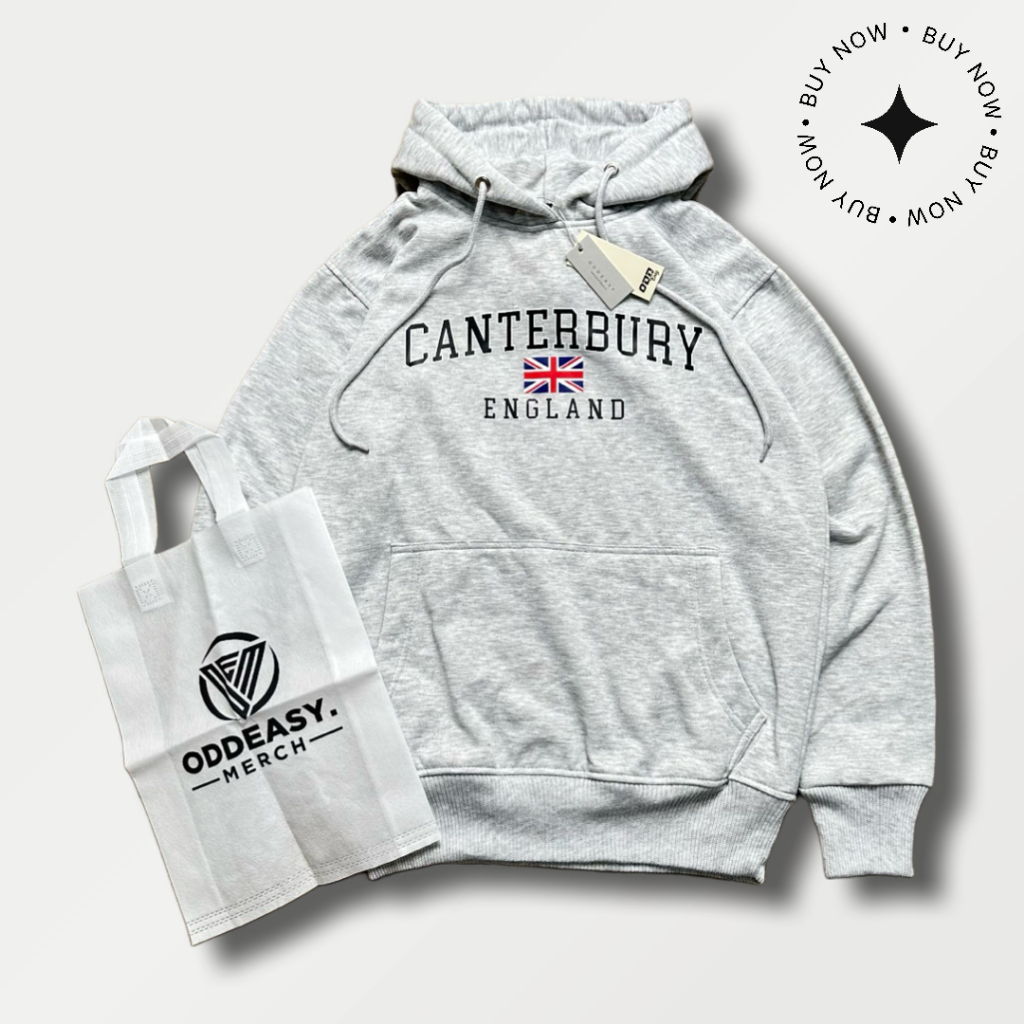 Sweater Hoodie Digital Print Flecee Cotton Pria Wanita Motif Canterbury England