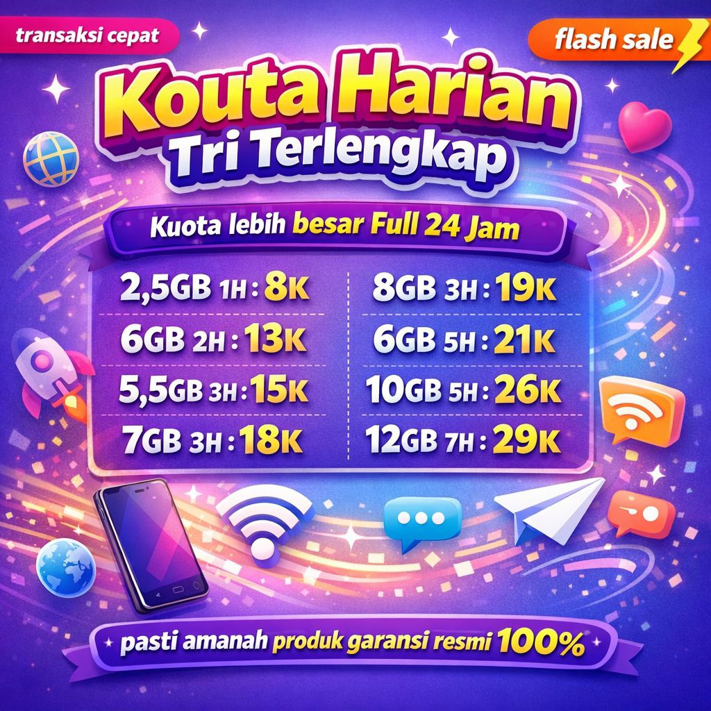 PROMO Kouta tri harian full 24jam