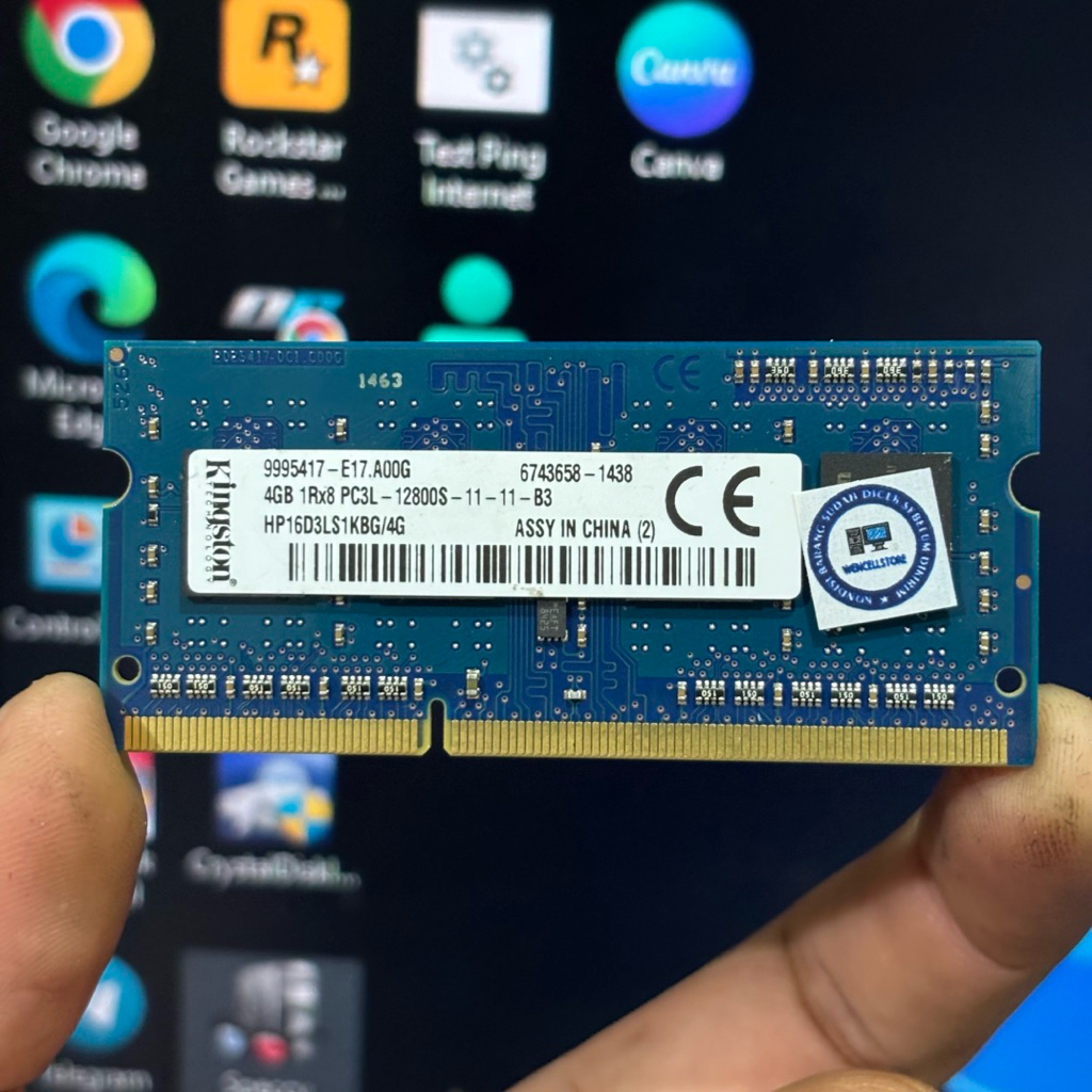 RAM LAPTOP KINGSTON 4GB 1Rx8 PC3L-12800/1600MHZ DDR3L