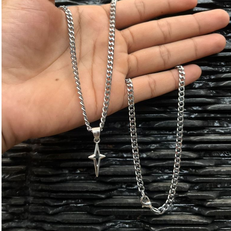 Kalung Titanium Anti Karat dengan Motif Bintang Unik untuk Pria dan Wanita - Kalung Rantai Bintang -