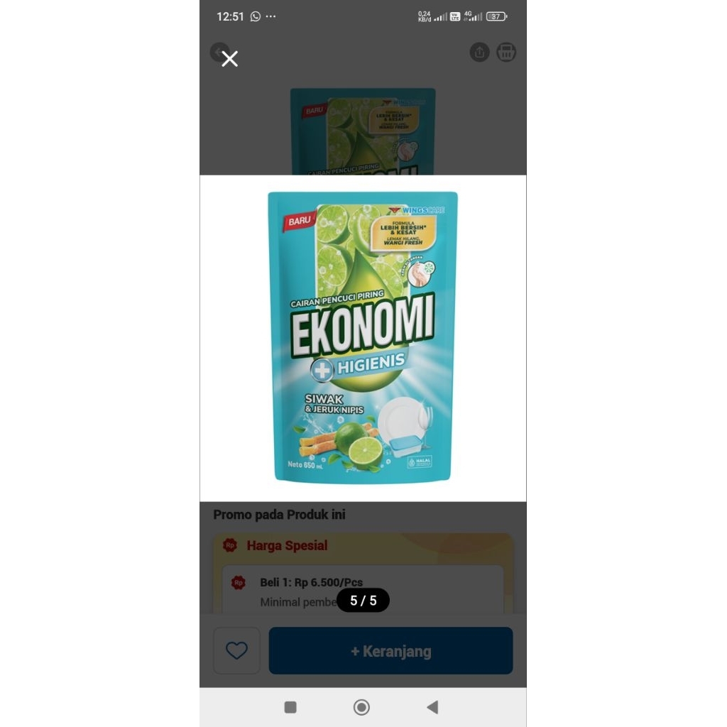 Ekonomi Sabun cuci piring siwak