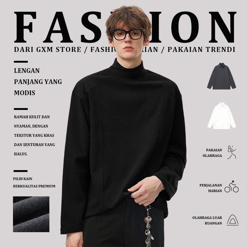 Longsleeve Pria Oversize Lengan Panjang polos  Basic  Baju Hitam Lengan Panjang  Kaos Lengan Panjang