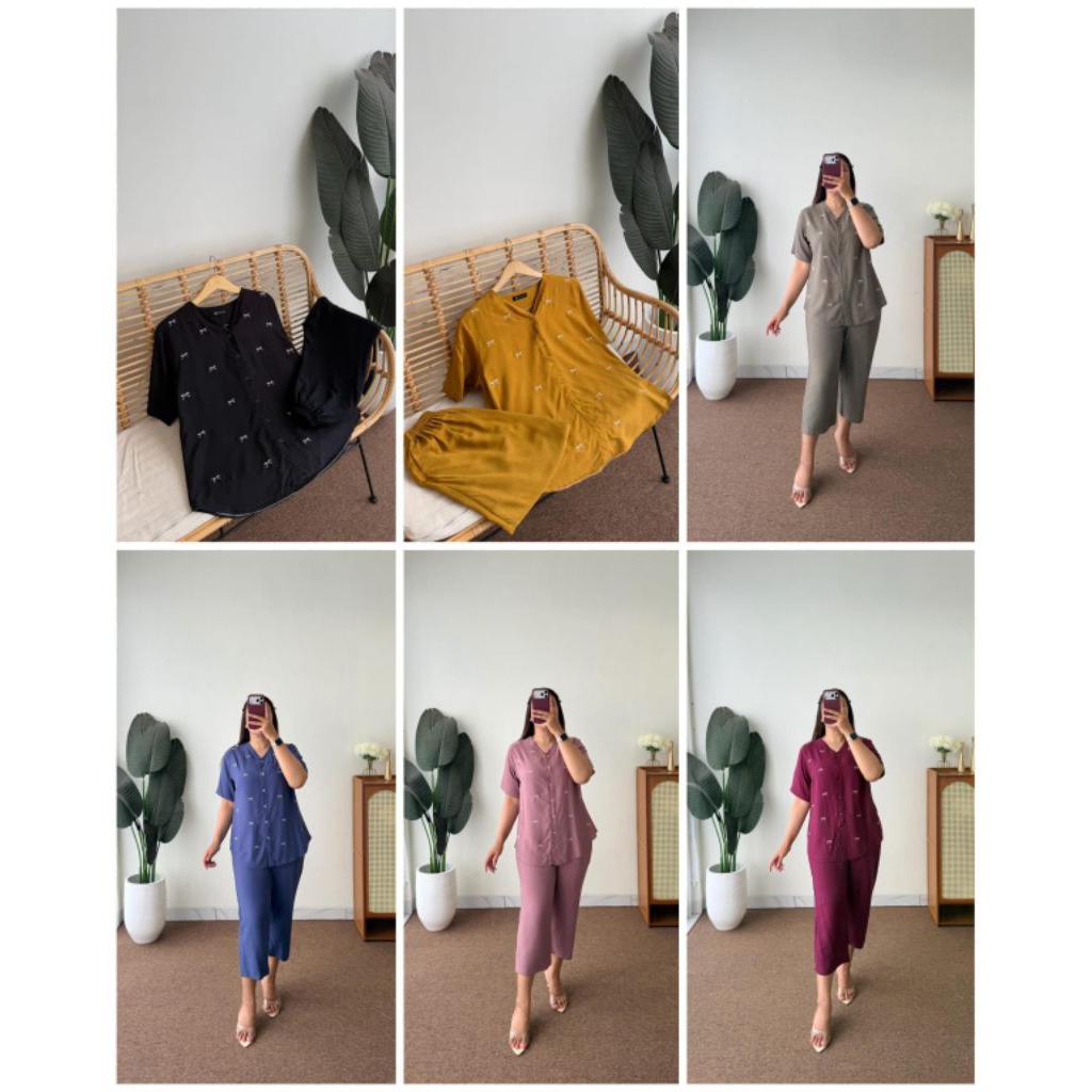 ONESET ANISA/ONESET CP ANDIN/SETELAN BAJU TIDUR/SETELAN PIYAMA/SET RAYON MOTIF GARIS