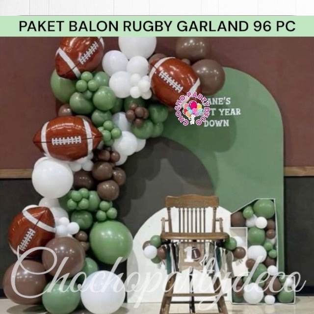 Paket Balon BOLA RUGBY GARLAND 96 PC / Dekorasi Ulang Tahun BOLA RUGBY