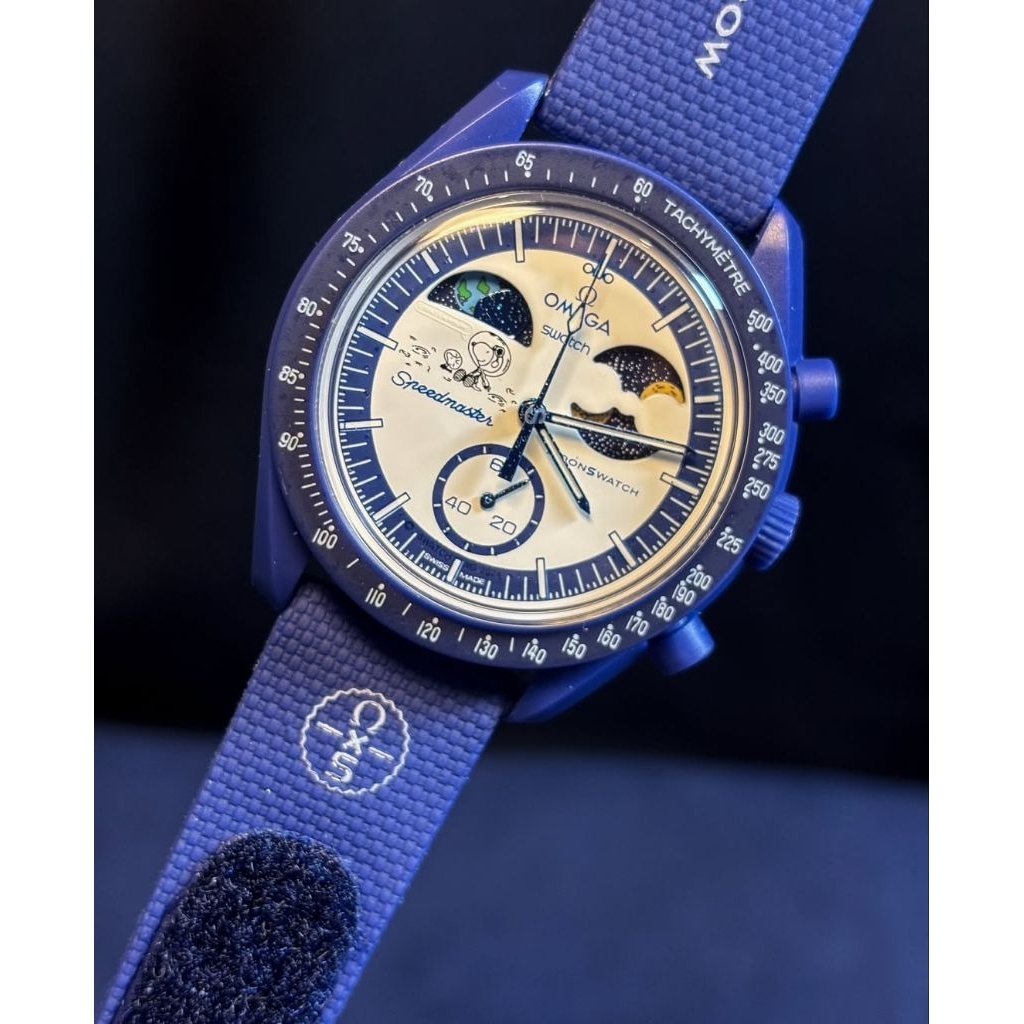 Jam omg x swatch Snoopy blue nano ceramic 40mm fullset