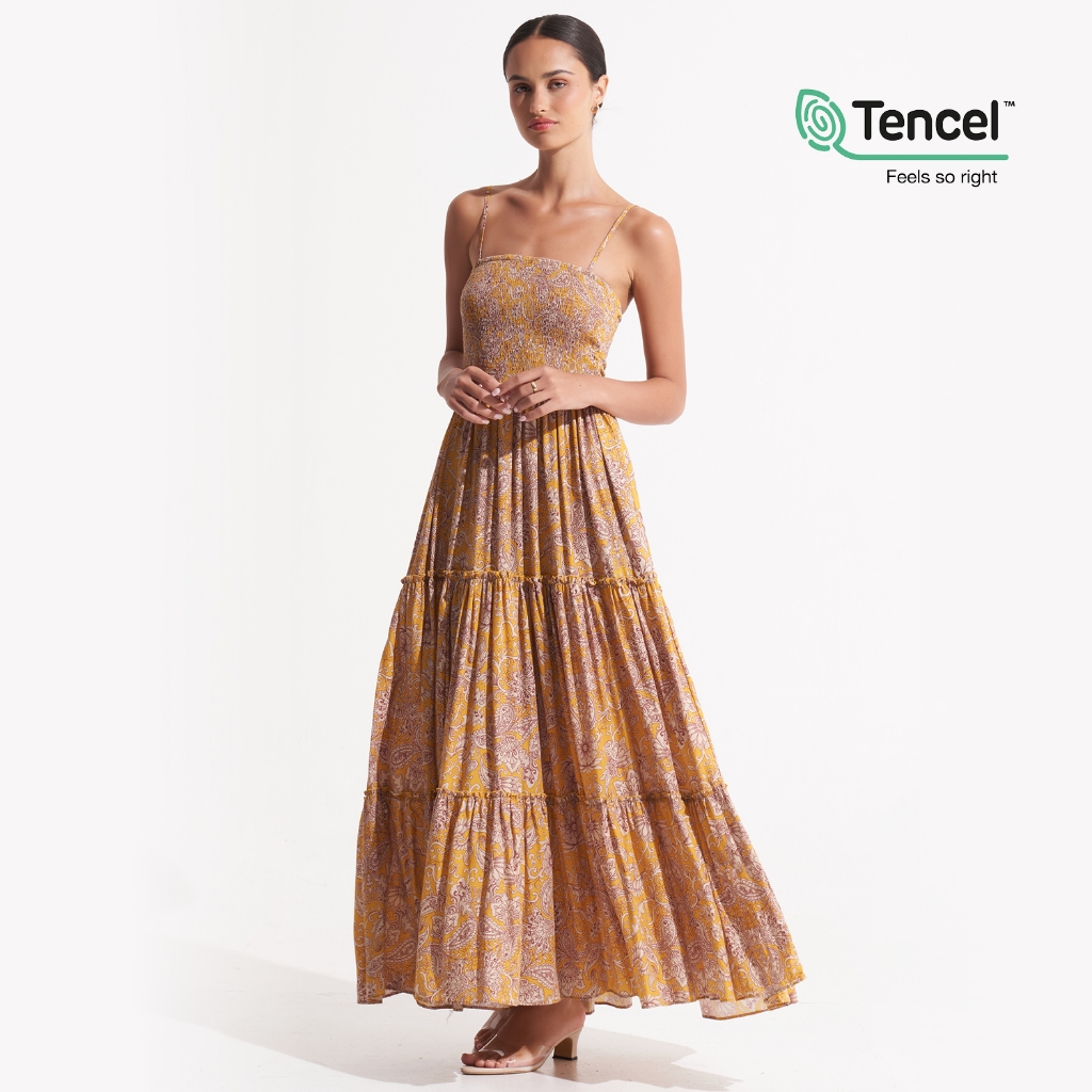 Morrato Bali - Tierred Strappy Maxi Dress Neysa Maxi Dress - Livia Saffron