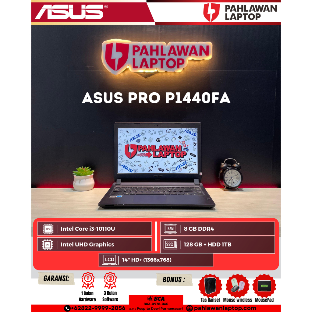 Laptop Asus Pro P1440FA intel Core i3-10th gen/8/128+HDD 1TB