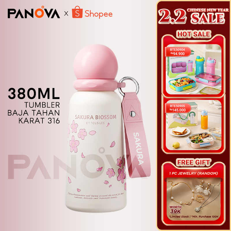 BONBOX Tumbler Botol Minum Sakura Blossom Series 380ml - Stainless Steel 316 Mini, Vacuum Insulated 