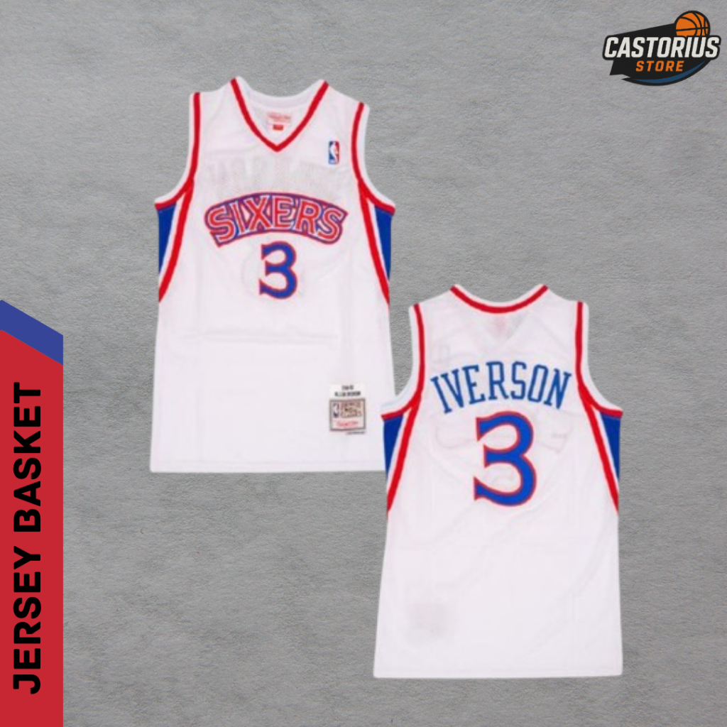 BAJU JERSEY BASKET CLASSIC  ALLEN IVERSON SIXERS 76ERS 1996-97 #3 - 76ERS PUTIH 1996-97 ALLEN IVERSO
