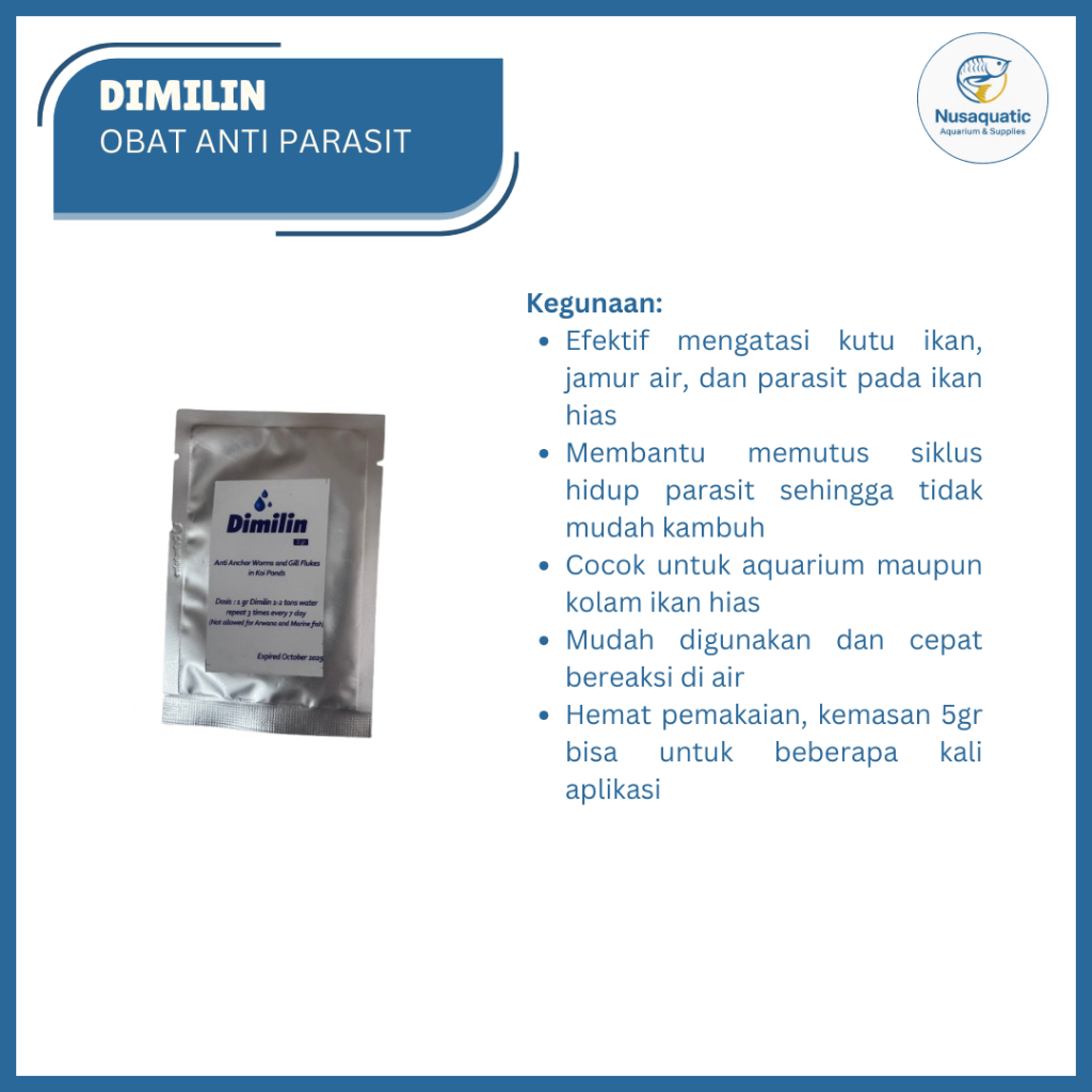 Dimilin 5gr Obat Ikan Hias Anti Kutu Jamur Air Kolam Aquarium