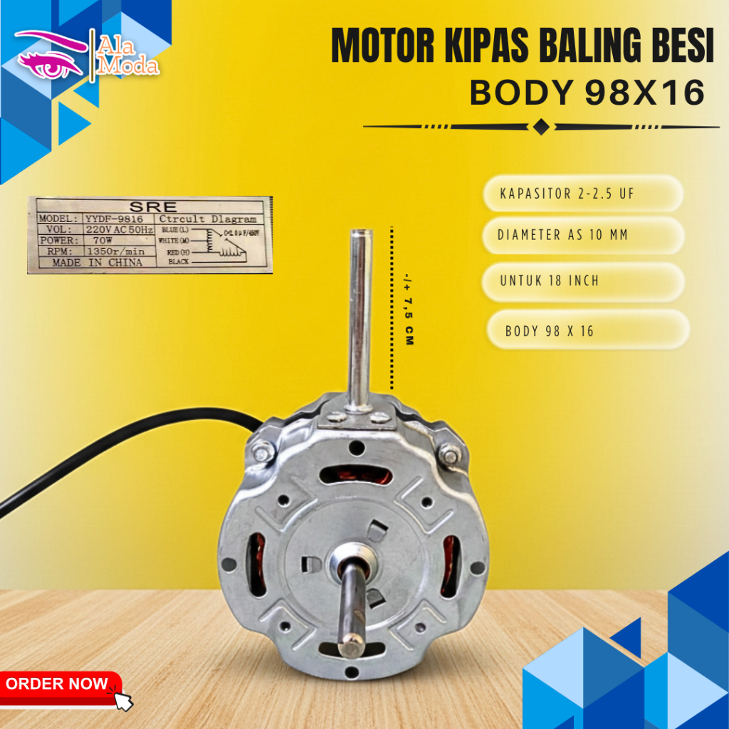 ALA MODA  Dinamo / Motor Kipas BESAR Baling-Baling Besi BODY 98*16 - Mesin Kipas Angin 18 INCH