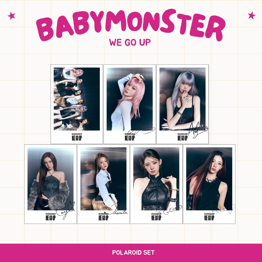 HOLOGRAM POLAROID BABYMONSTER WE GO UP 8 PCS KPOP UNOFFICIAL BABY MONSTER PHARITA RORA AHYEON RUKA