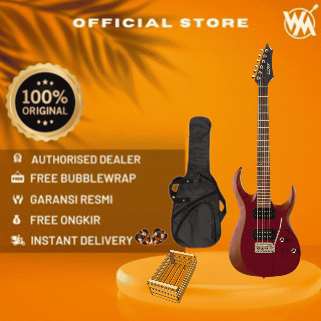 CORT ELECTRIC GUITAR X100 / X 100 / X-100 OPBC + SOFTCASE & 2 PICK PACKING KAYU