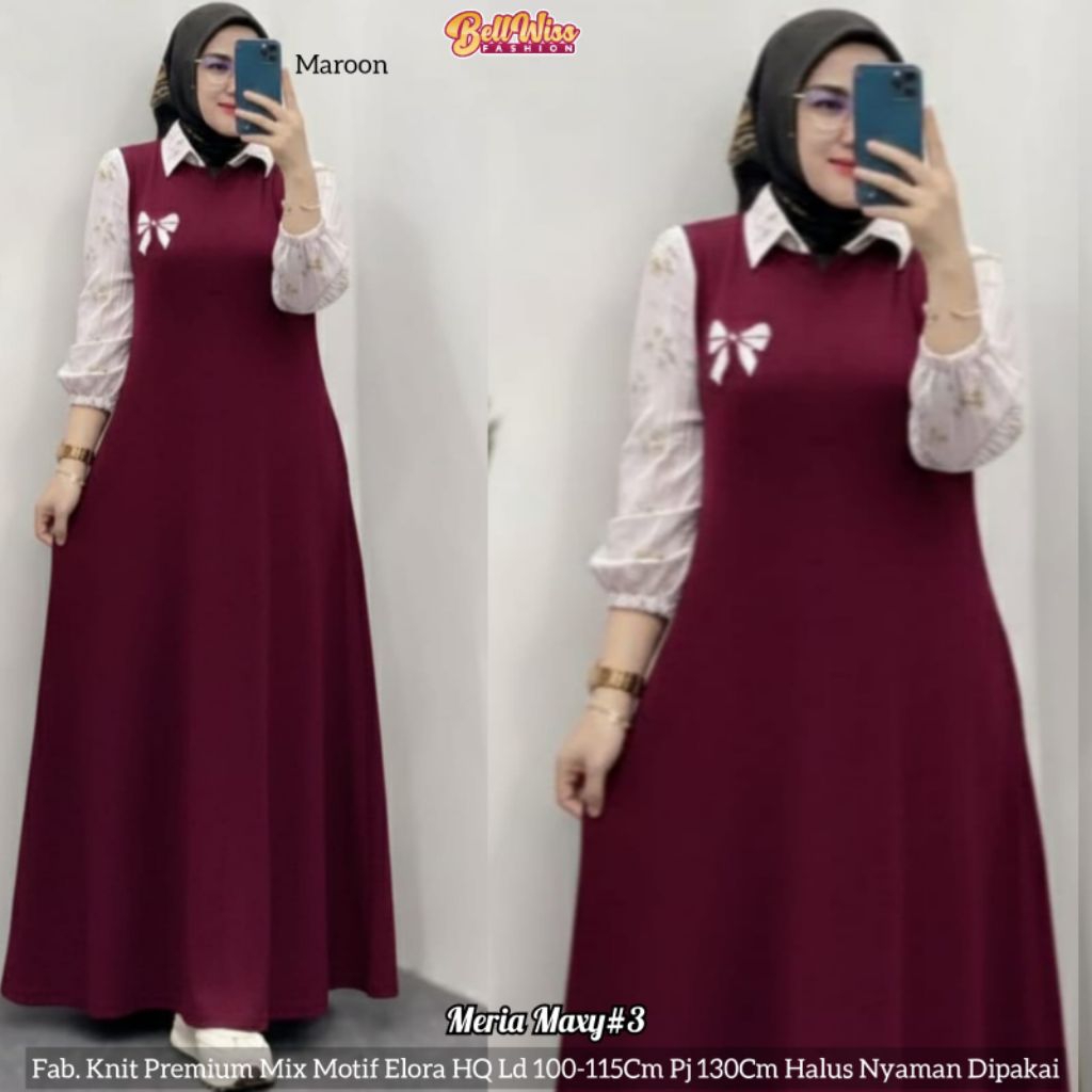 Gamis kekinian Knit Premium Mix Motif Elora HQ Ld 100-115Cm Pj 130Cm Halus