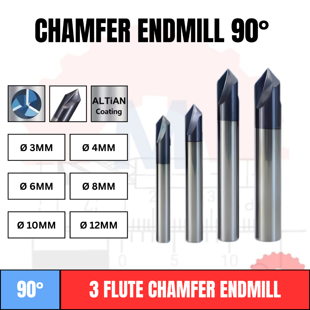 Chamfer endmill 3F 90 derajat lurus V bit Endmill CNC router bits