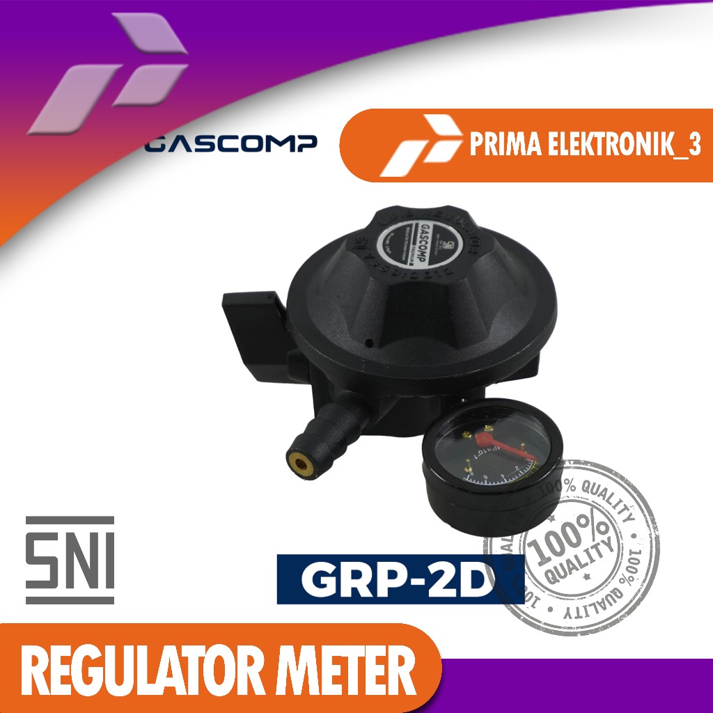Regulator Gascomp GRP-2D Meter / Indikator Gas Tabung LPG 3kg 12kg