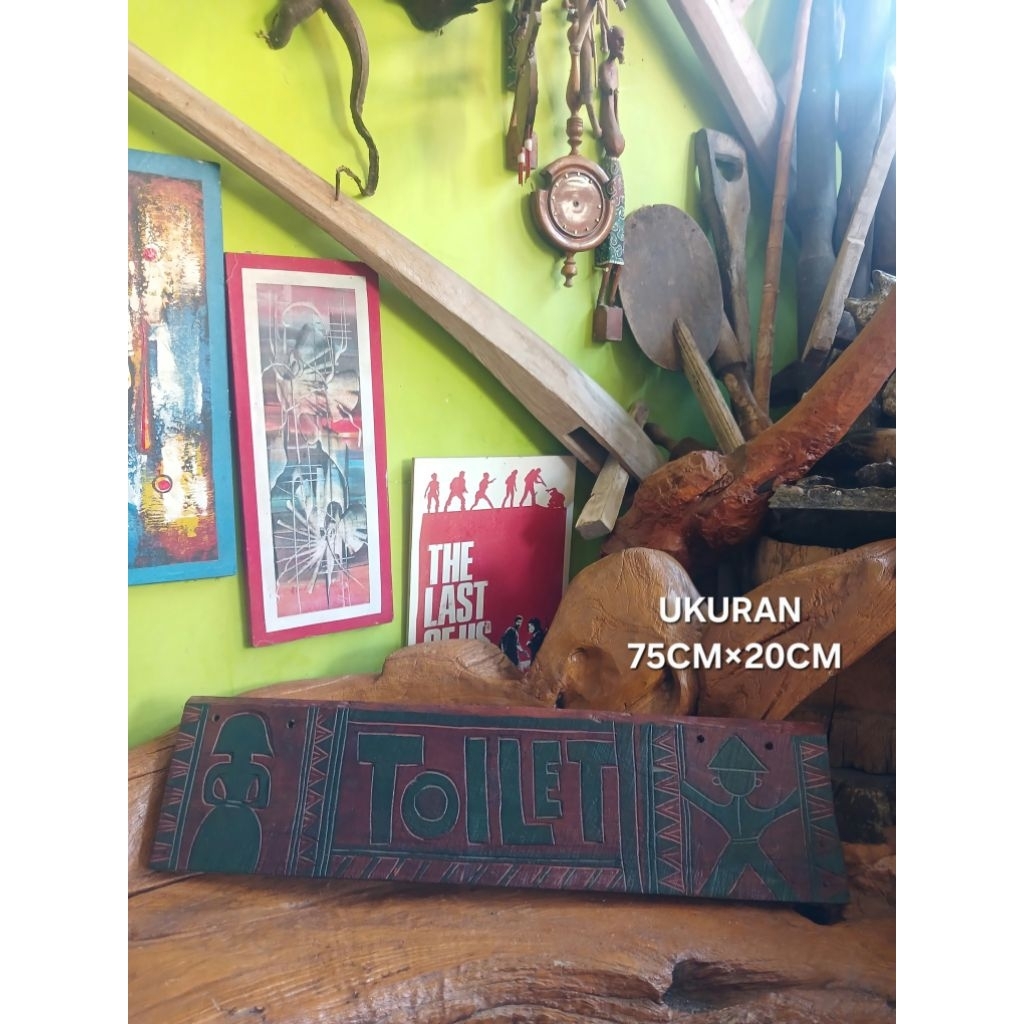 Lukisan Ukiran Kayu Tulisan Toilet