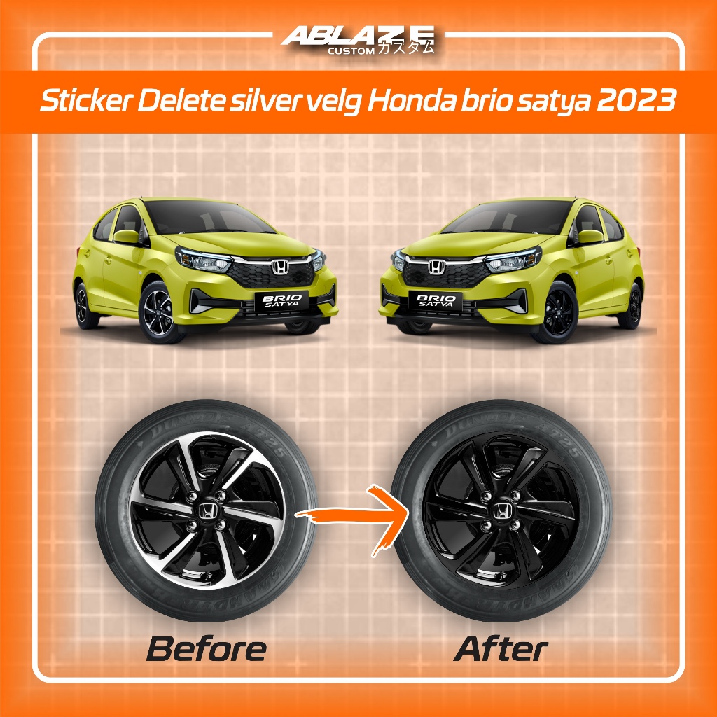 Sticker Delete silver velg Honda Brio satya facelift 2023 - 2025 Ring14