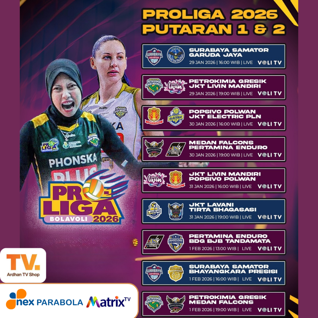 Nex Parabola Dan Matrix Paket VOLI 1 & 3 Bulan - Paket nonton Voli Proliga 2026  - Paket nonton Voli