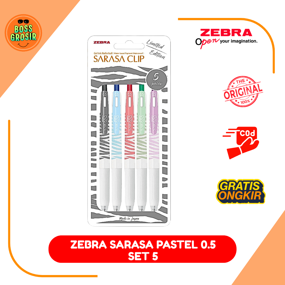Boss Grosir - Zebra Sarasa Pastel Zebra 0.5 mm SET 5 Pcs / Pulpen/ Pulpen Lucu / Pulpen Enak / Karak