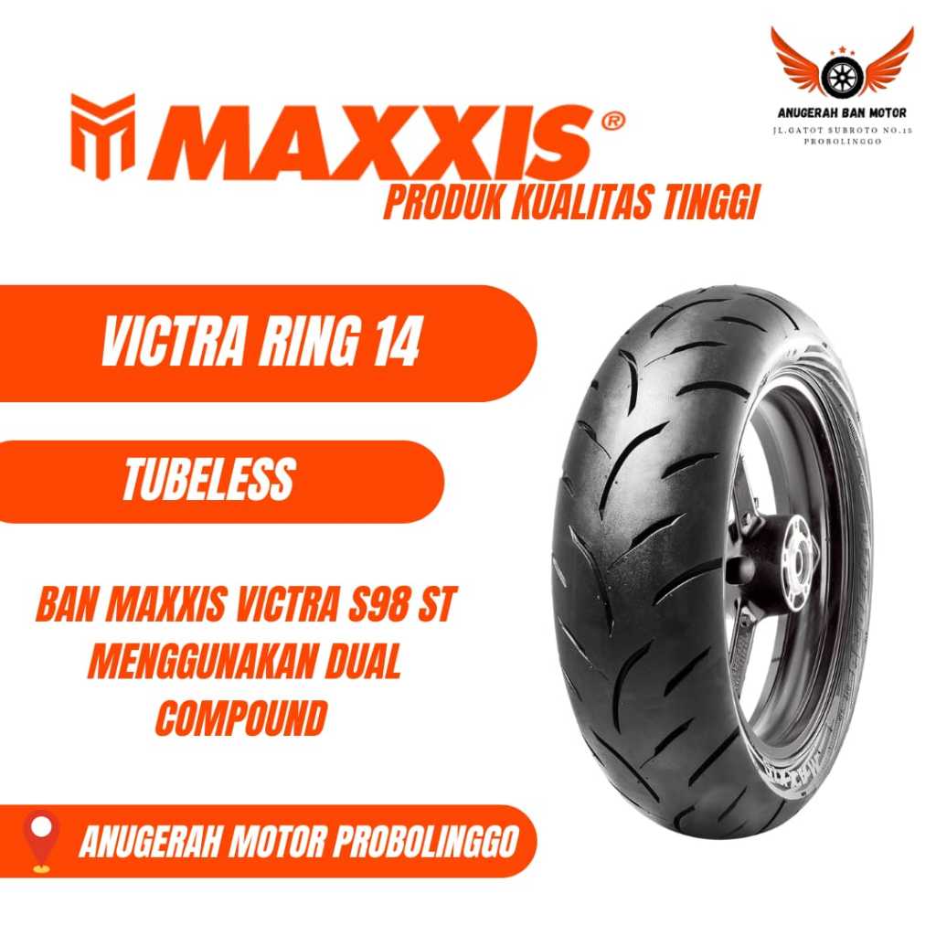 Ban luar maxxis victra S 98 ST tubeless ring 14 by maxxis ban aerox vario 80/90-14 90/90-14 100/80-1