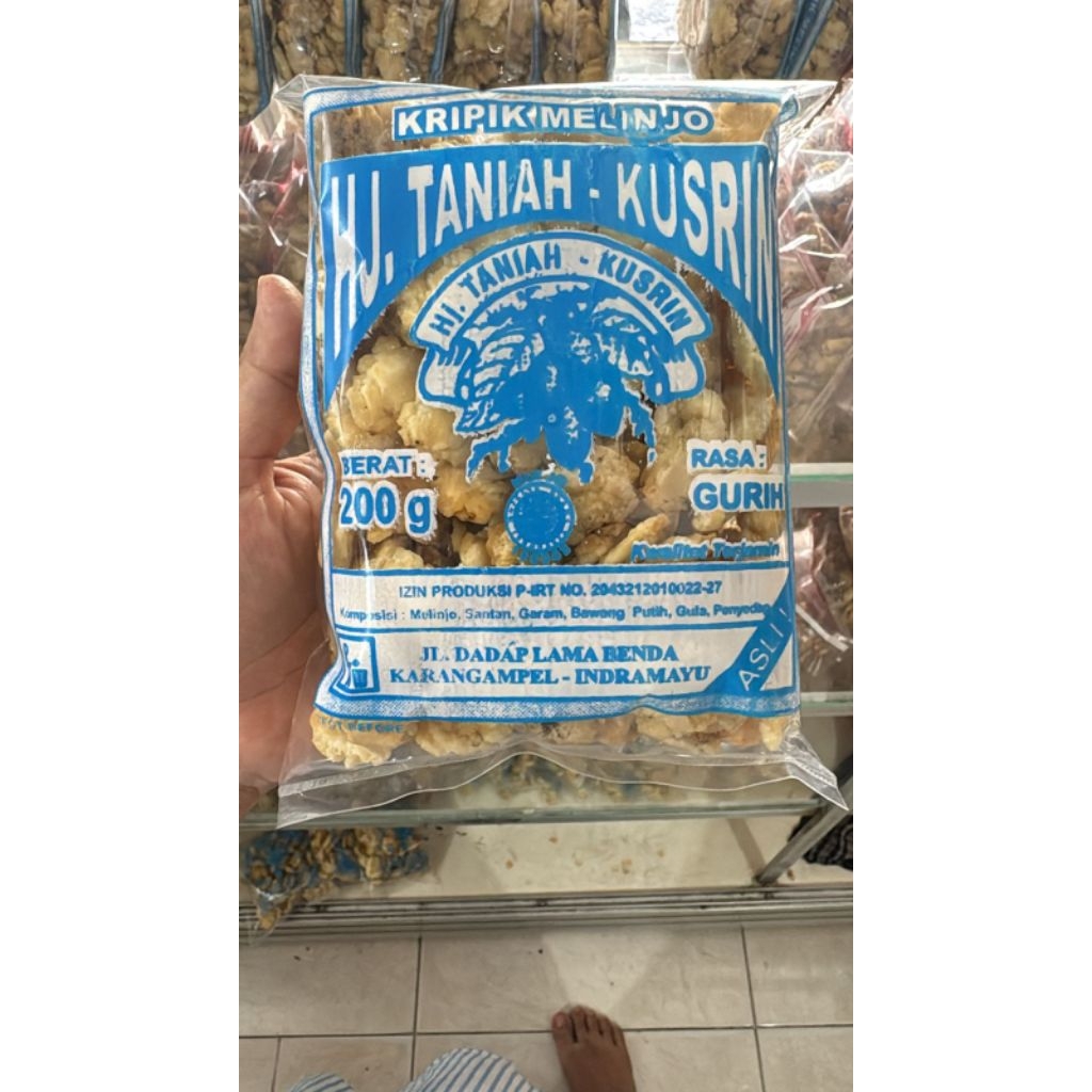 Emping Melinjo Pedas,Original,Pedas manis 200 gram hj.taniah-kusrin