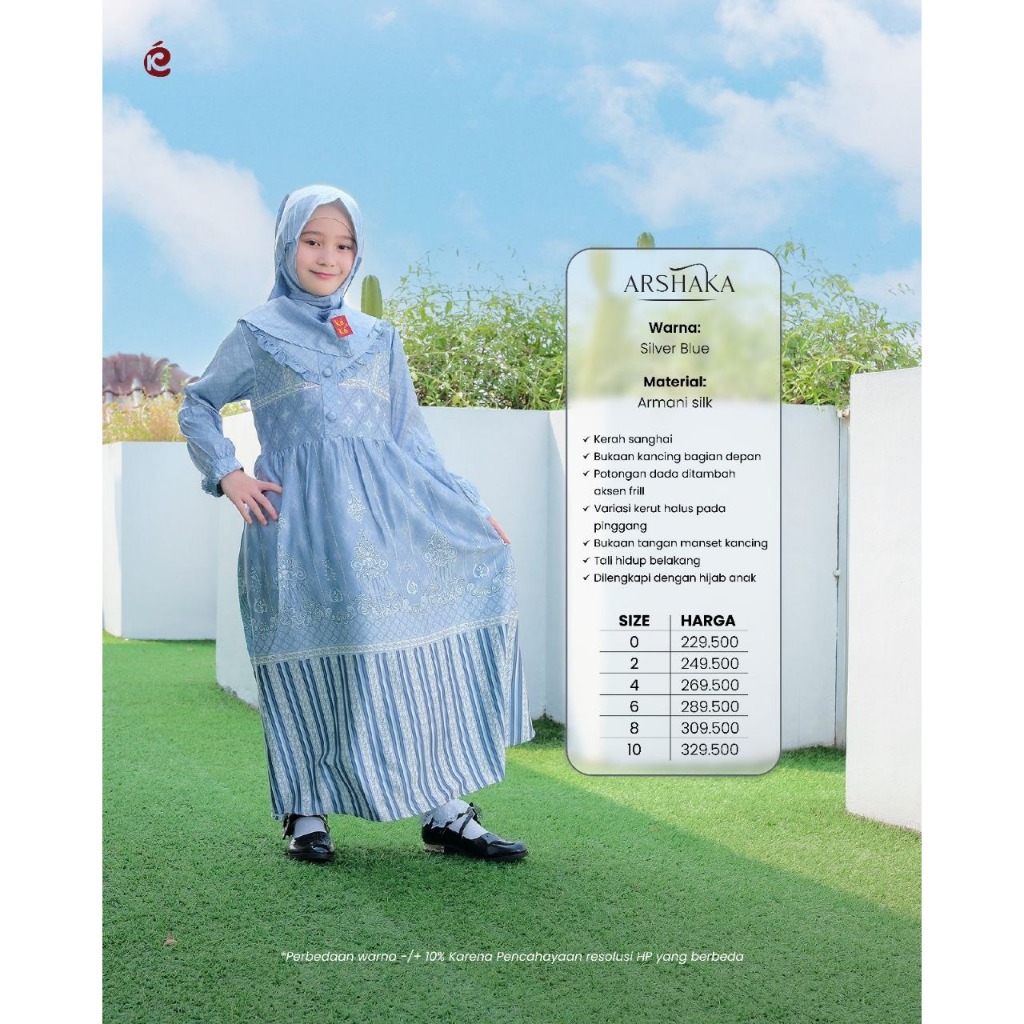 KEKE GAMIS ANAK ARSHAKA SILVER BLUE 4 / GAMIS ANAK KEKE / GAMIS ANAK SET HIJAB KEKE ARSHAKA