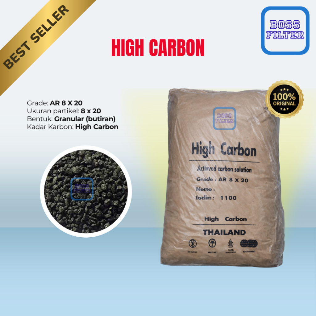 Media Filter Air Sak High Carbon 25kg - Karbon Penyaring Air Bau Warna Organik Rumah dan Usaha