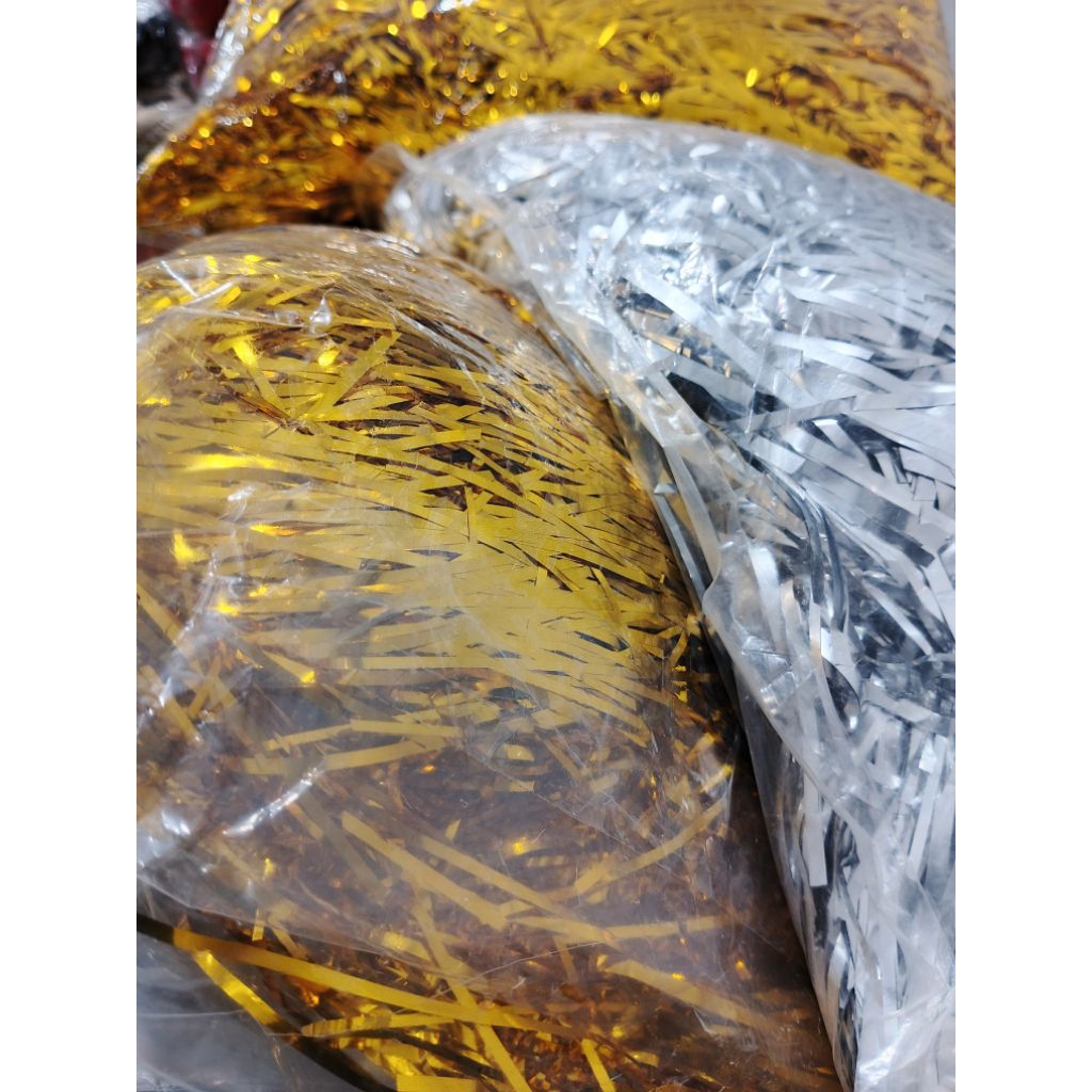 Shredded paper kertas serut cacah metalic metallic gold silver confetti