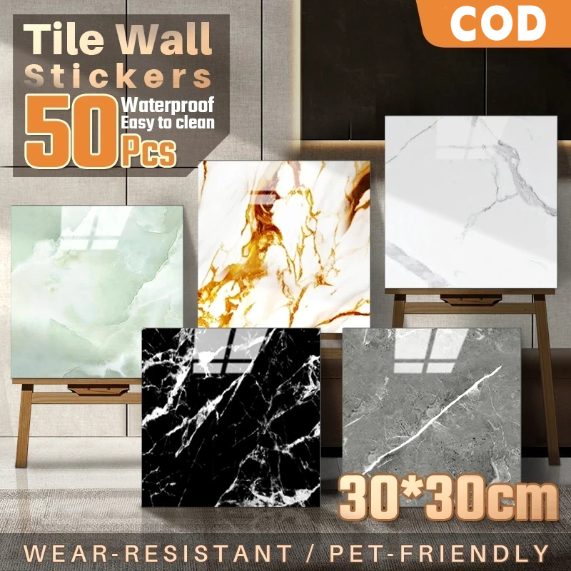 50pcs Wallpaper Dinding Vinil Marmer 30X30 Cm/Marmer Granit Vinil/Stiker Keramik/Stiker Kabinet