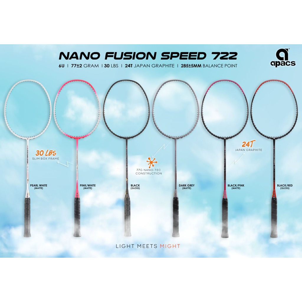 Raket Apacs Nano Fusion Speed 722 – Raket Badminton 6U Ringan & Cepat