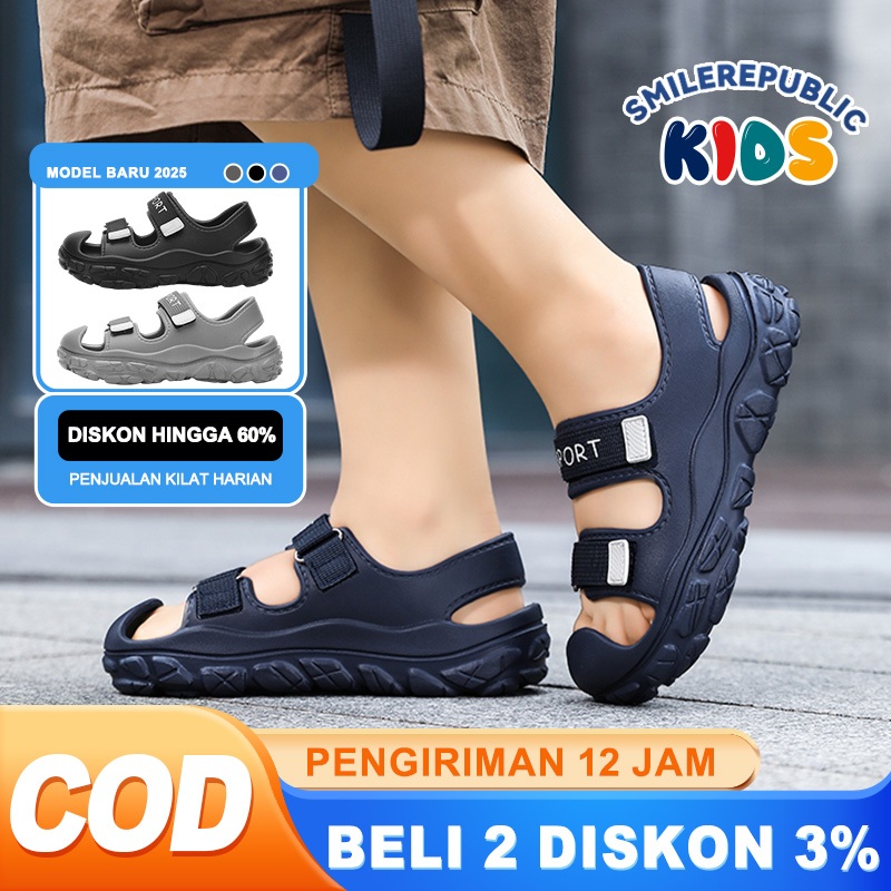 Smilerepublic Sandal Anak Laki Laki Cowok 3-15 Tahun Modis Travel Kualitas Tinggi Sandal Anak Anti-S