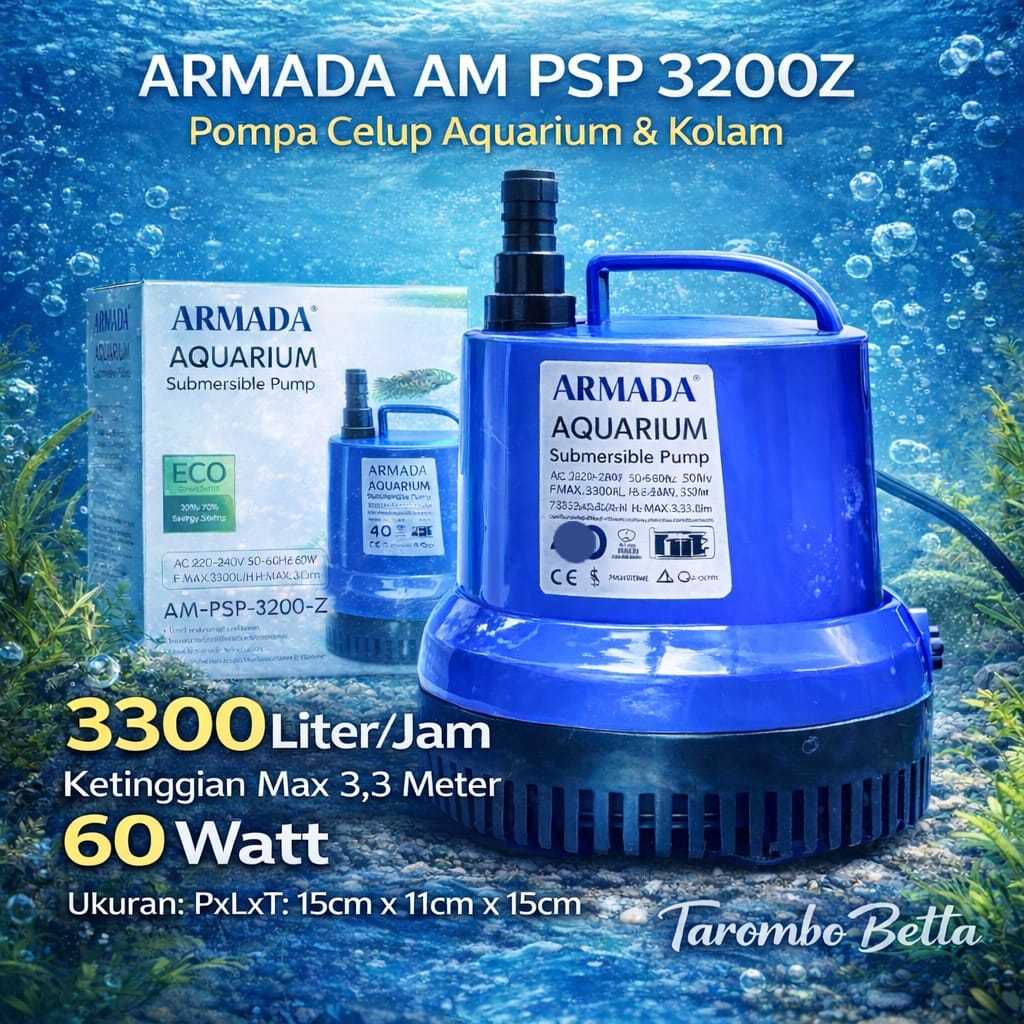 Mesin Pompa Celup PENGUIN ARMADA AM PSP 3200Z 3200 Z Filter Bawah Aquarium Aquascape Air Terjun Kola