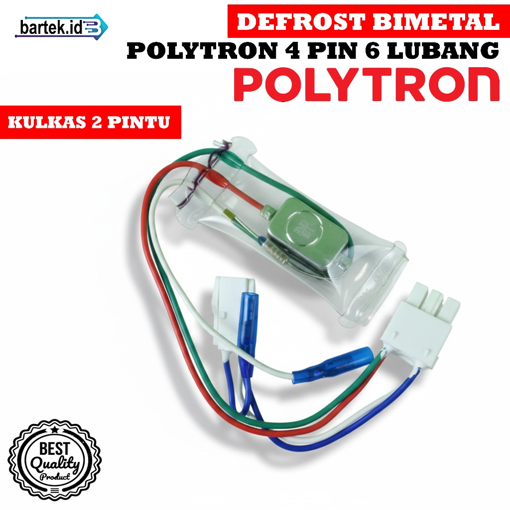 Fuse/Defrost Bimetal Kulkas Polytron 2 Pintu Soket Besar 4 Pin 6 Lubang