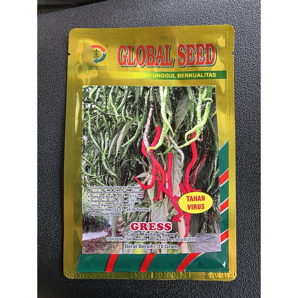 Benih / Bibit Cabe Keriting Super GRESS Tahan Virus Cap Global Seed