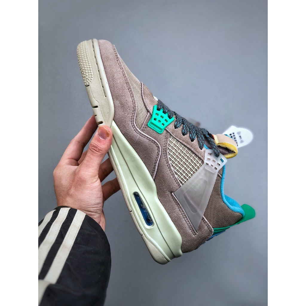 Sepatu Basket Union LA x Air Jordan 4 Taupe Haze Terbaru Mid Top Pria Wanita Coklat Kelabu Klasik Ol