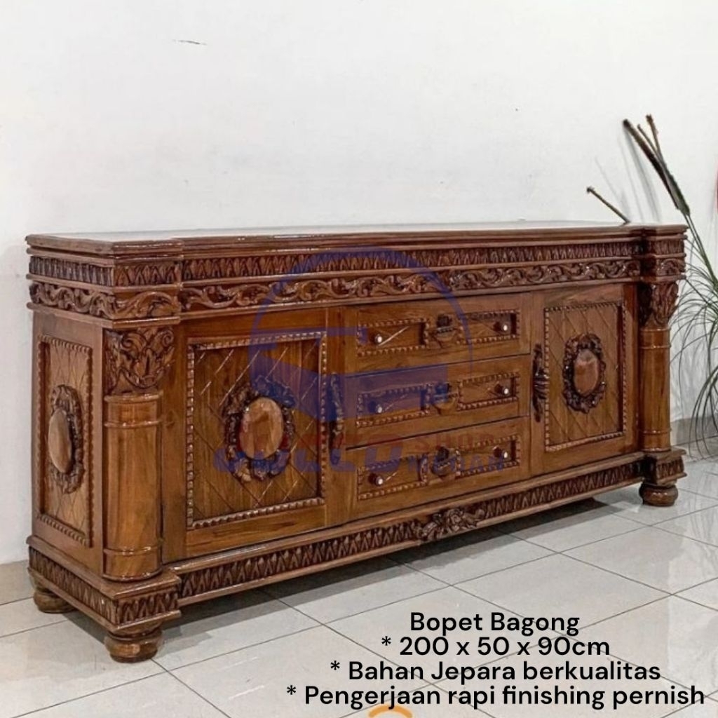 [ Golden Furniture ] Buffet Jati Jepara Bagong ukir - Bopet Kayu Jepara Murah - Buffet Ukir Minimali