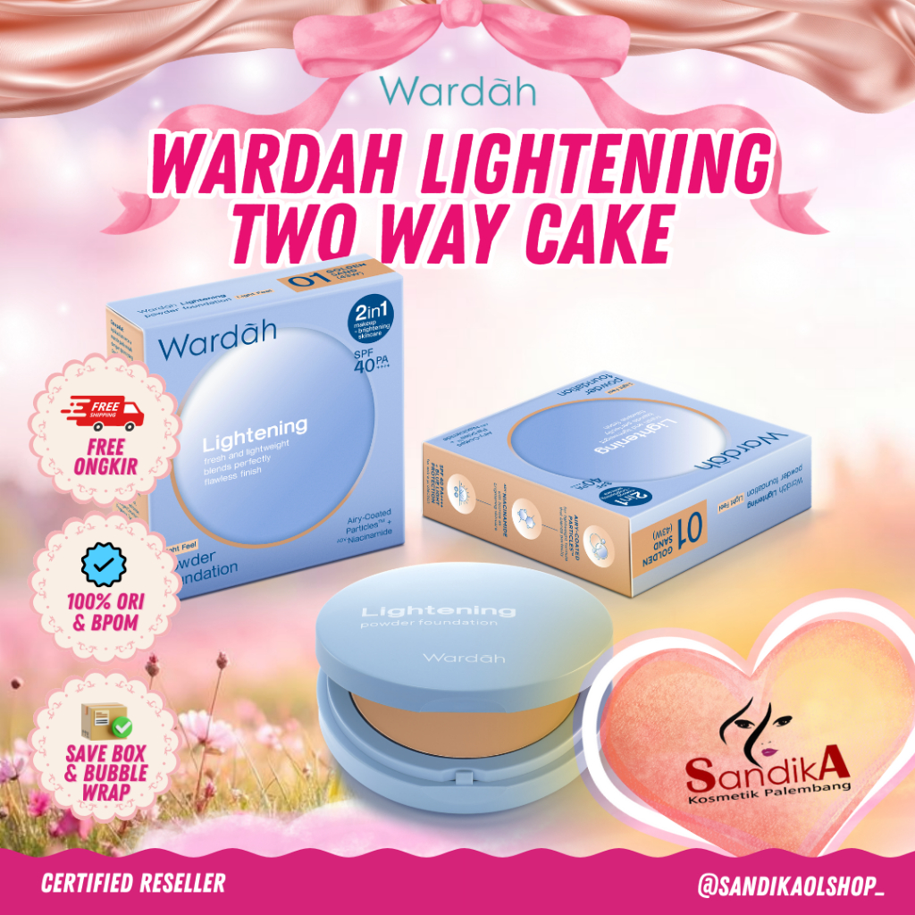 Wardah lightening Two Way Cake Light Feel/Bedak Wardah/Bedak Padat Wardah/Two Way Cake