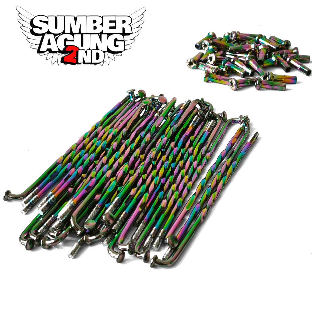 Jari Jari Ruji Belakang Warna Pelangi Ring 17 Honda Beat Vario Scoopy Spacy Ukuran 9X130 Model Ulir