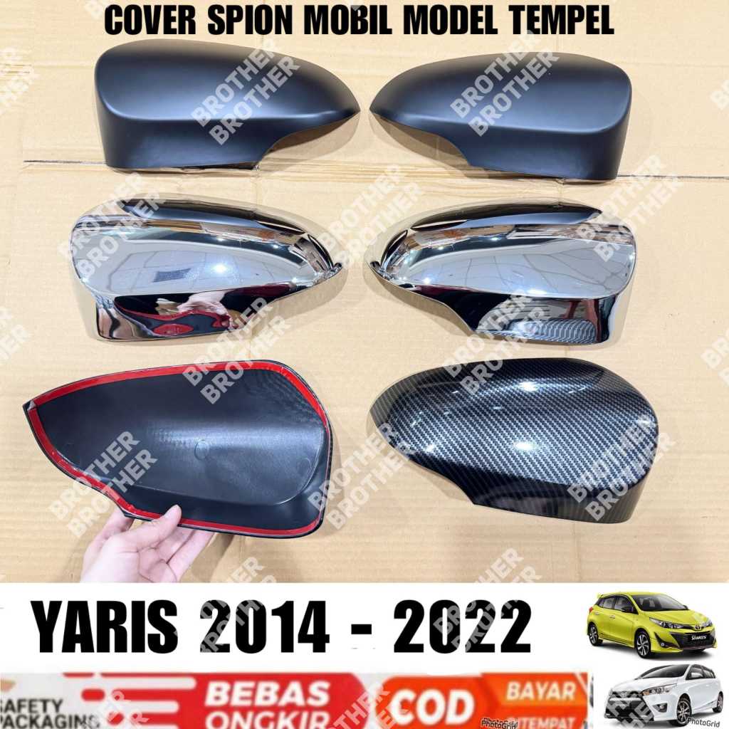 Cover Spion New Yaris 2014 2017 2018 2020 2022 2023 UP TRD GR SPORT Hitam Chrome Carbon