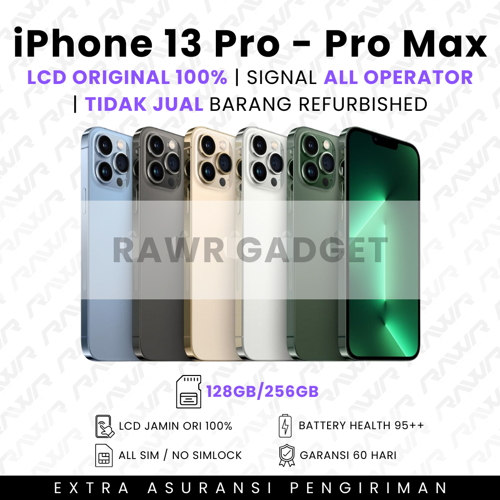 iPhone 13 PRO - 13 PRO MAX 128GB 256GB LCD 100% ORIGINAL NO REFURBISHED FULLSET GARANSI 60 HARI