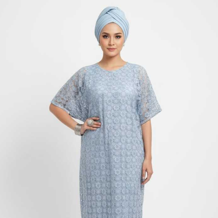 Eprise Kaftan N - AP1102 Blue | Dress Kaftan Lace | Gaun Maxi Wanita Muslim | Dress Lebaran