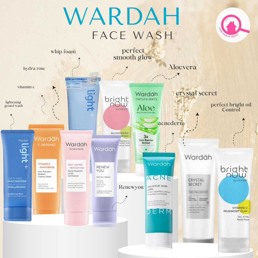 wardah facial wash all series/wardah sabun muka lengkap 100ml/sabun muka wardah