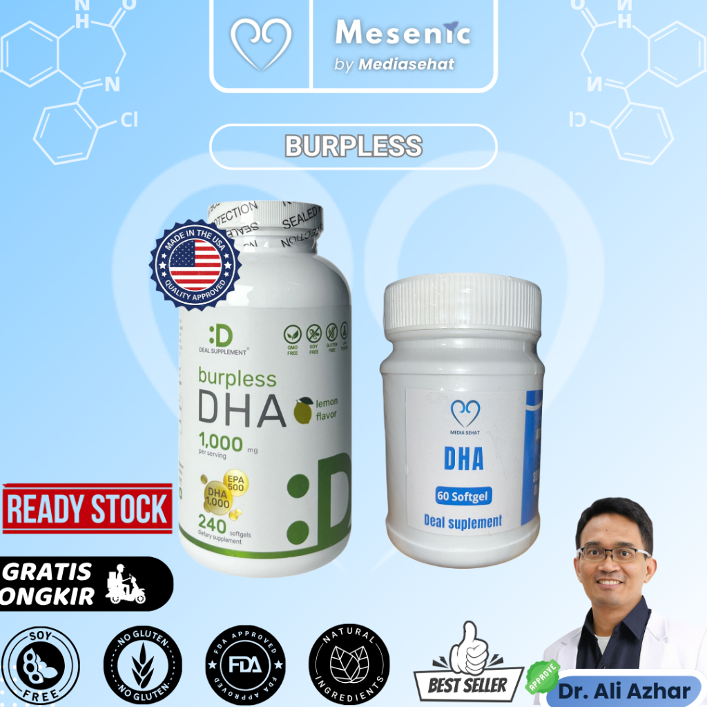 DHA Supplements | 60 & 240 Softgels, Burpless, Lemon Flavor, DHA 1000mg + EPA 500mg