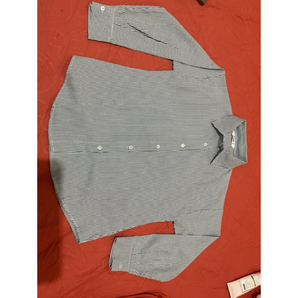 hulm kemeja garis biru tua NEW